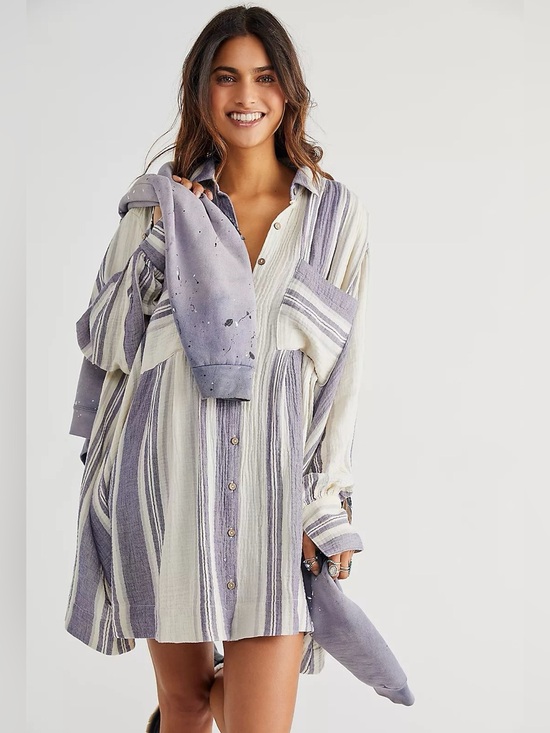 Free People Tops - Free People Linen Bohemian Button-Up Shirt dress